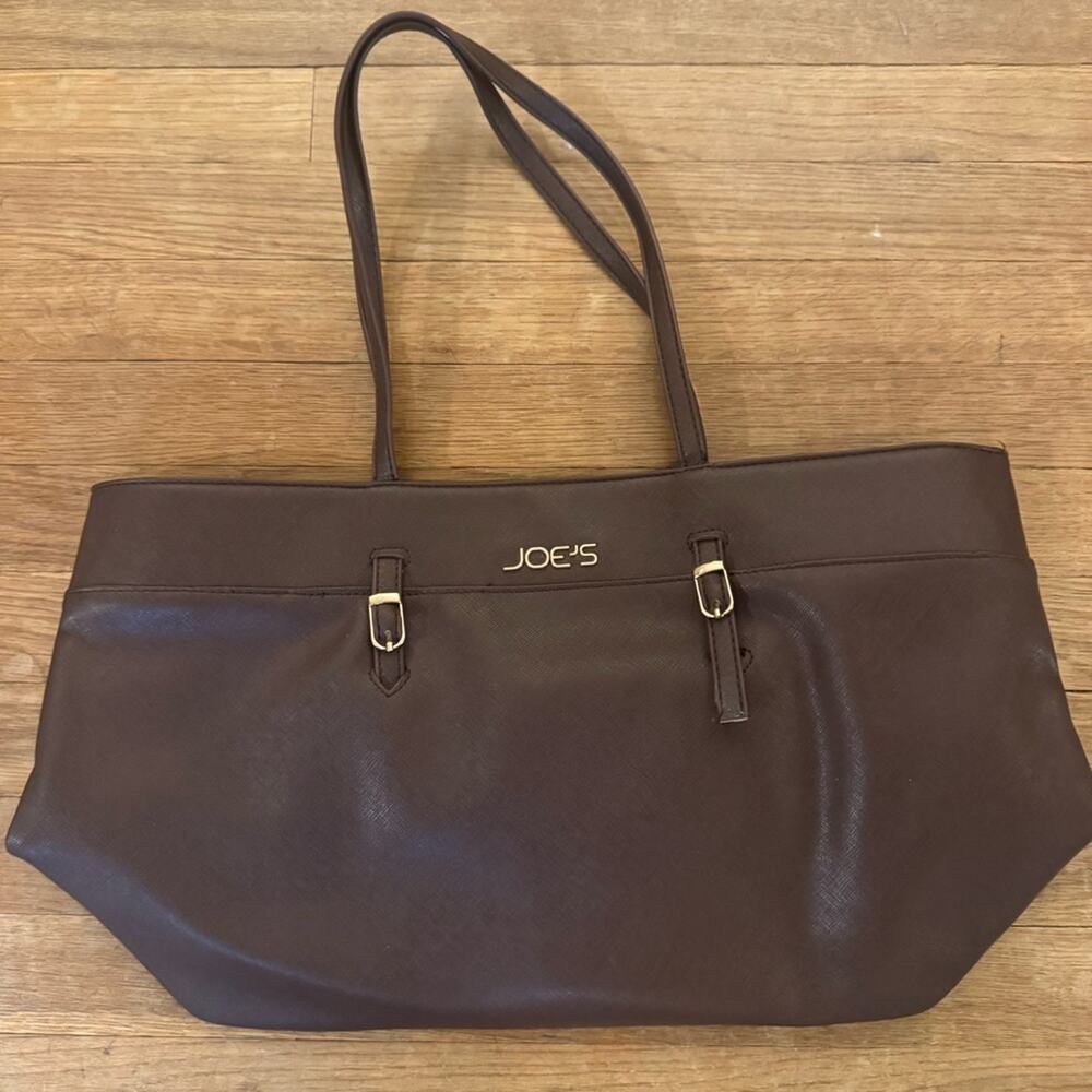 Joe's Jeans brown faux leather purse tote bag b15